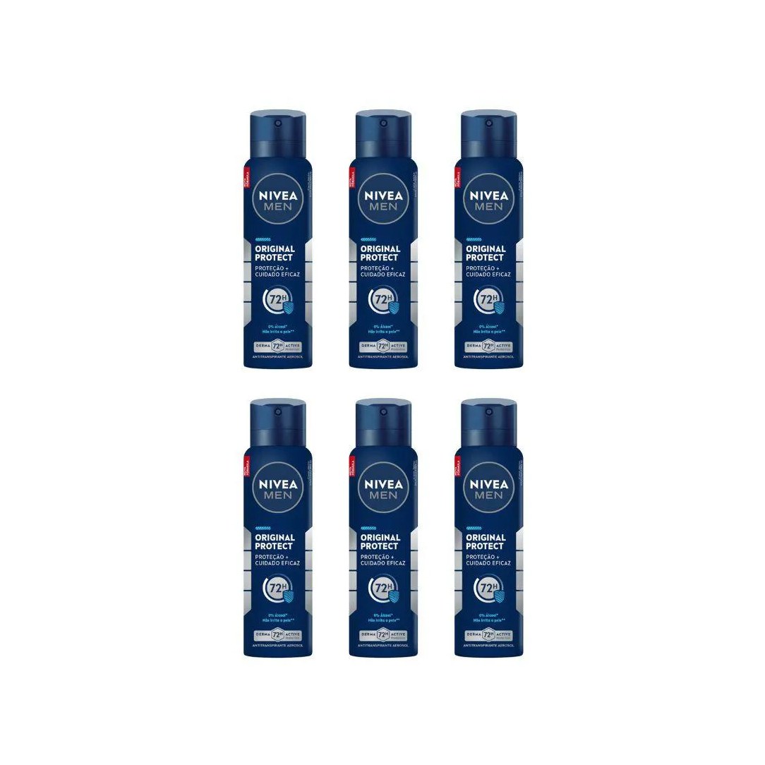 Desodorante Aero Nivea 150ml Masc Original Protect - Kit C / 6un