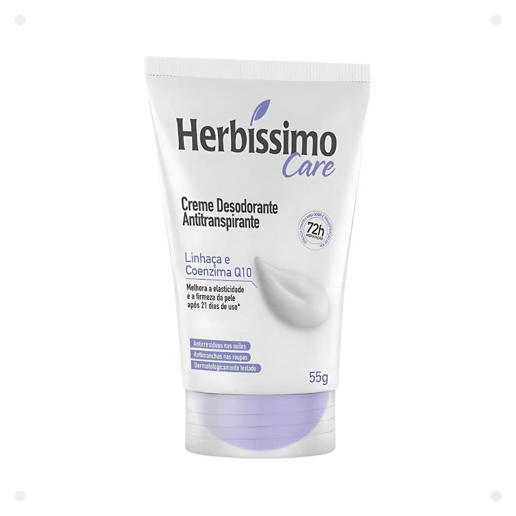 Creme Desodorante Antitranspirante Herbíssimo Care Linhaça e Coenzima Q10 55g