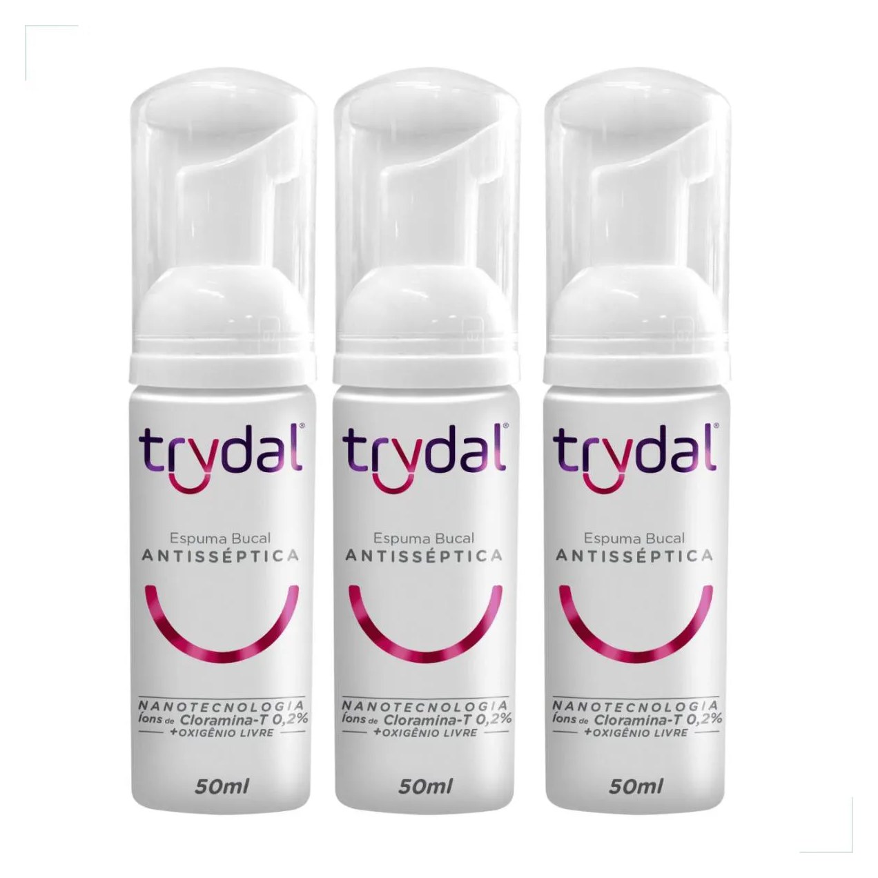 Kit Espuma Trydal 3 unidades Antisséptico Sem Enxague Bolsa Viagem Necessaire Mochila