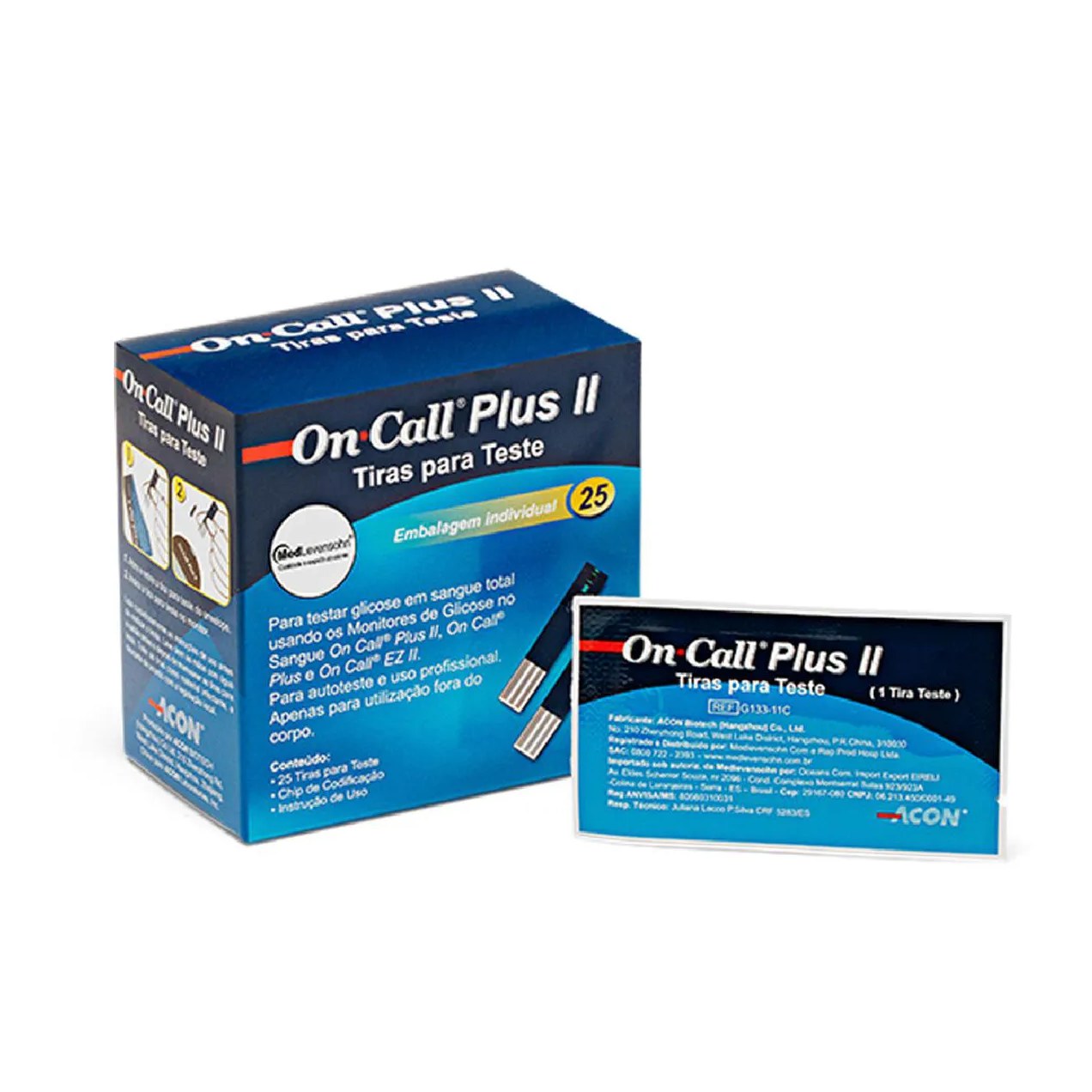 Tiras para Teste de Glicemia On Call Plus II 25 Unidades