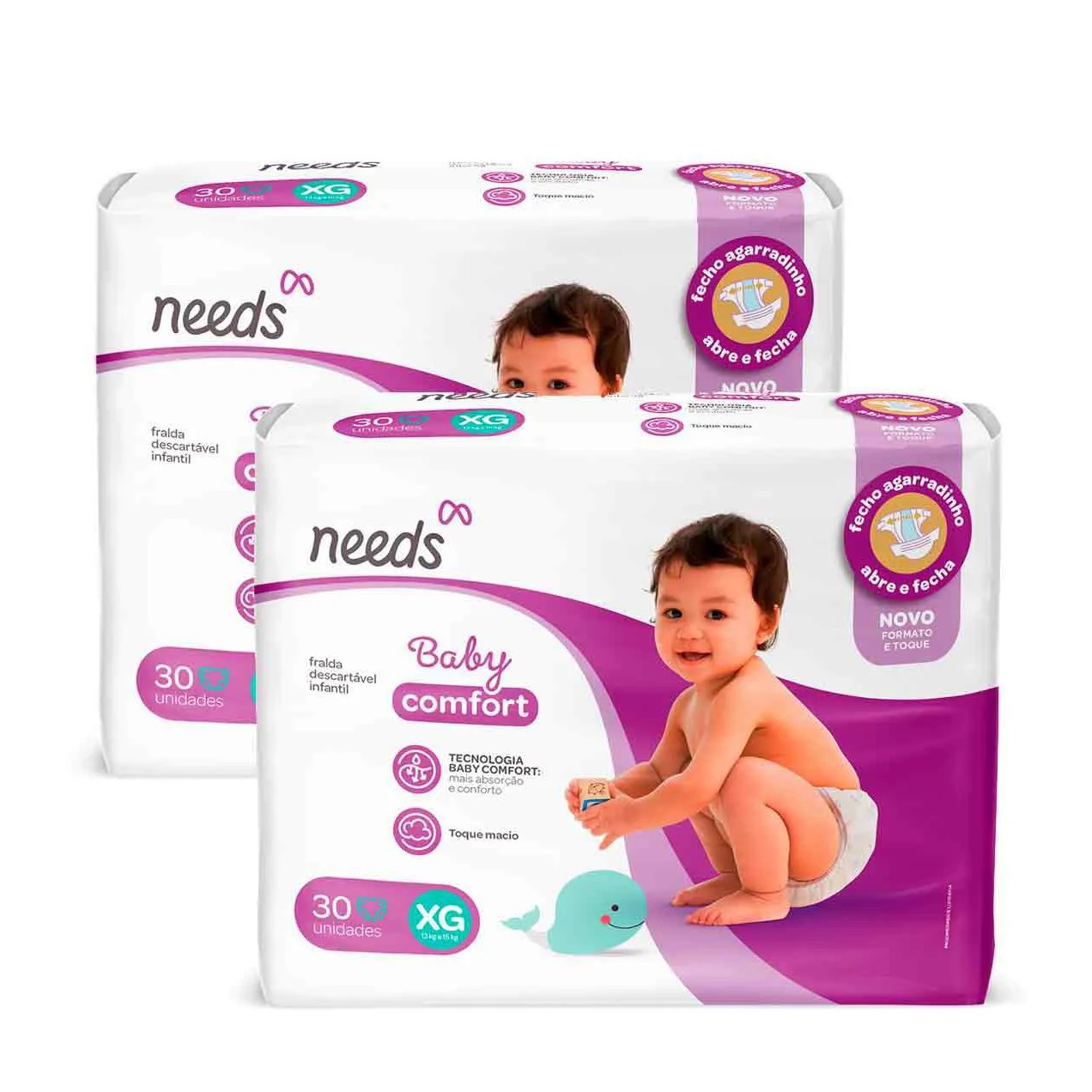 Kit Fralda Needs Baby Comfort XG 2 Pacotes com 30 Unidades cada