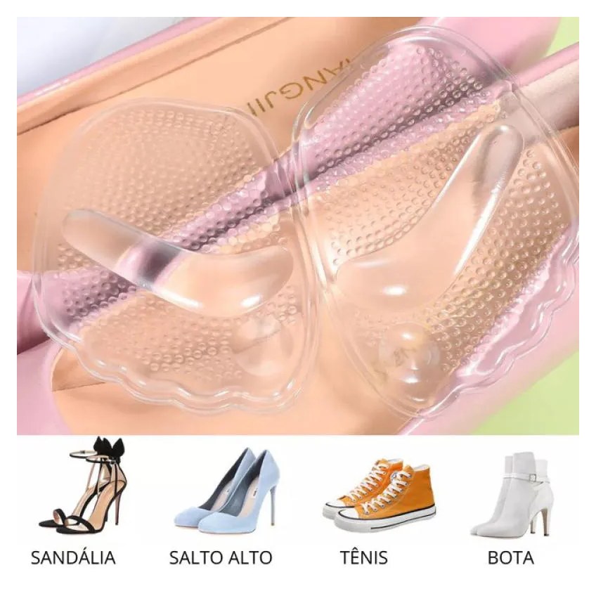 Par Palmilha Ortopédica Protetor Para Pés Almofadas Silicone Sapato Branco