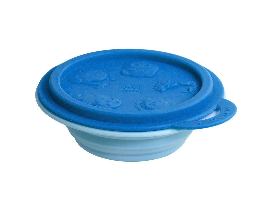 Tigela em Silicone com Tampa Hipopótamo Azul - Marcus&marcus