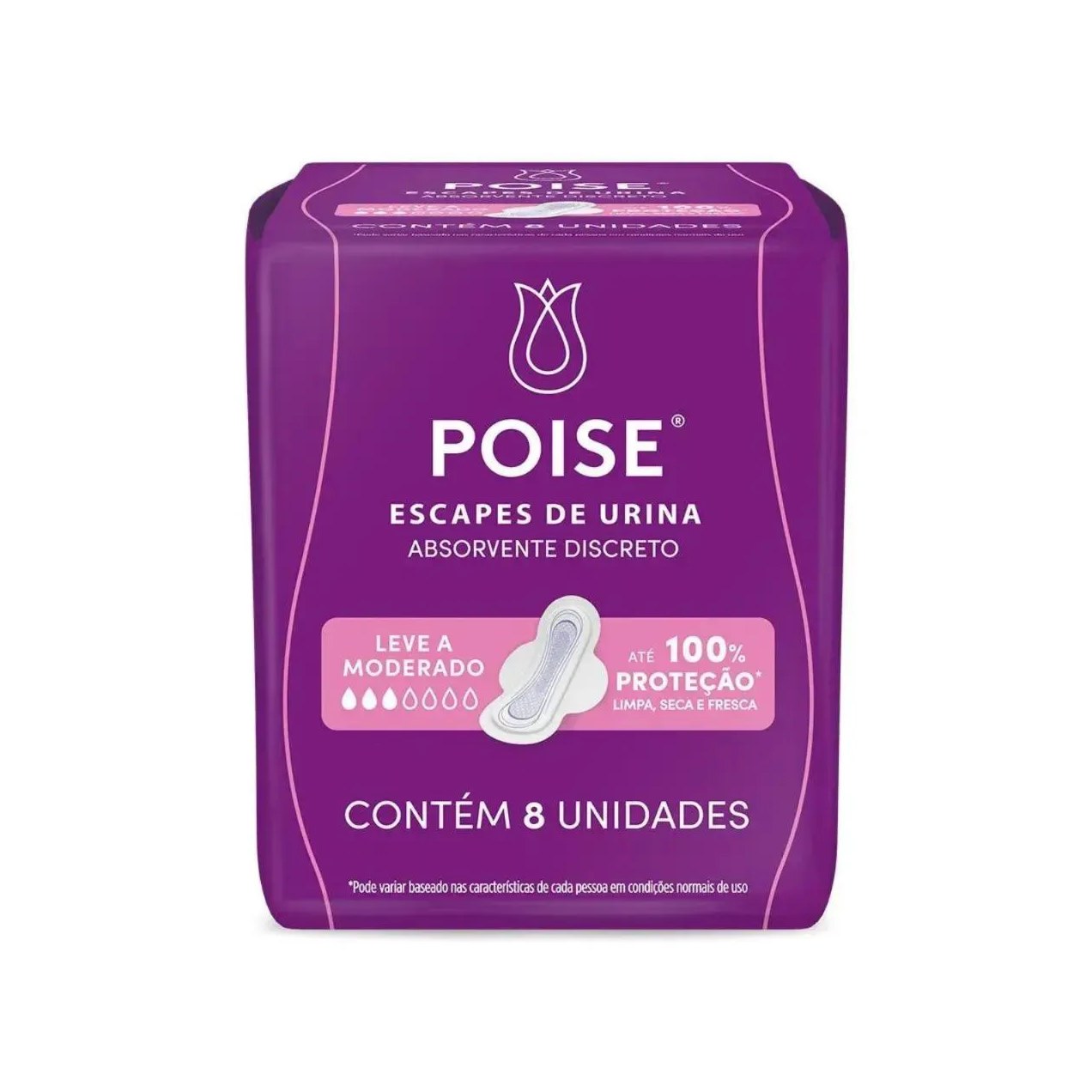 Absorvente Poise com Abas Proteção Leve/moderado com 8 unidades Discreto