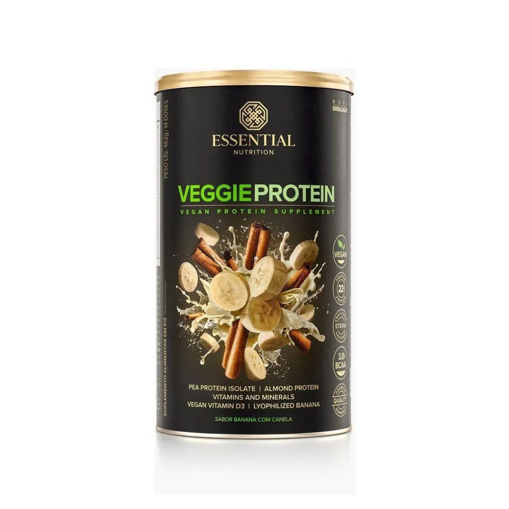 Veggie Protein 100% Vegetal Lata - Sabor: Banana c/ Canela (462g)