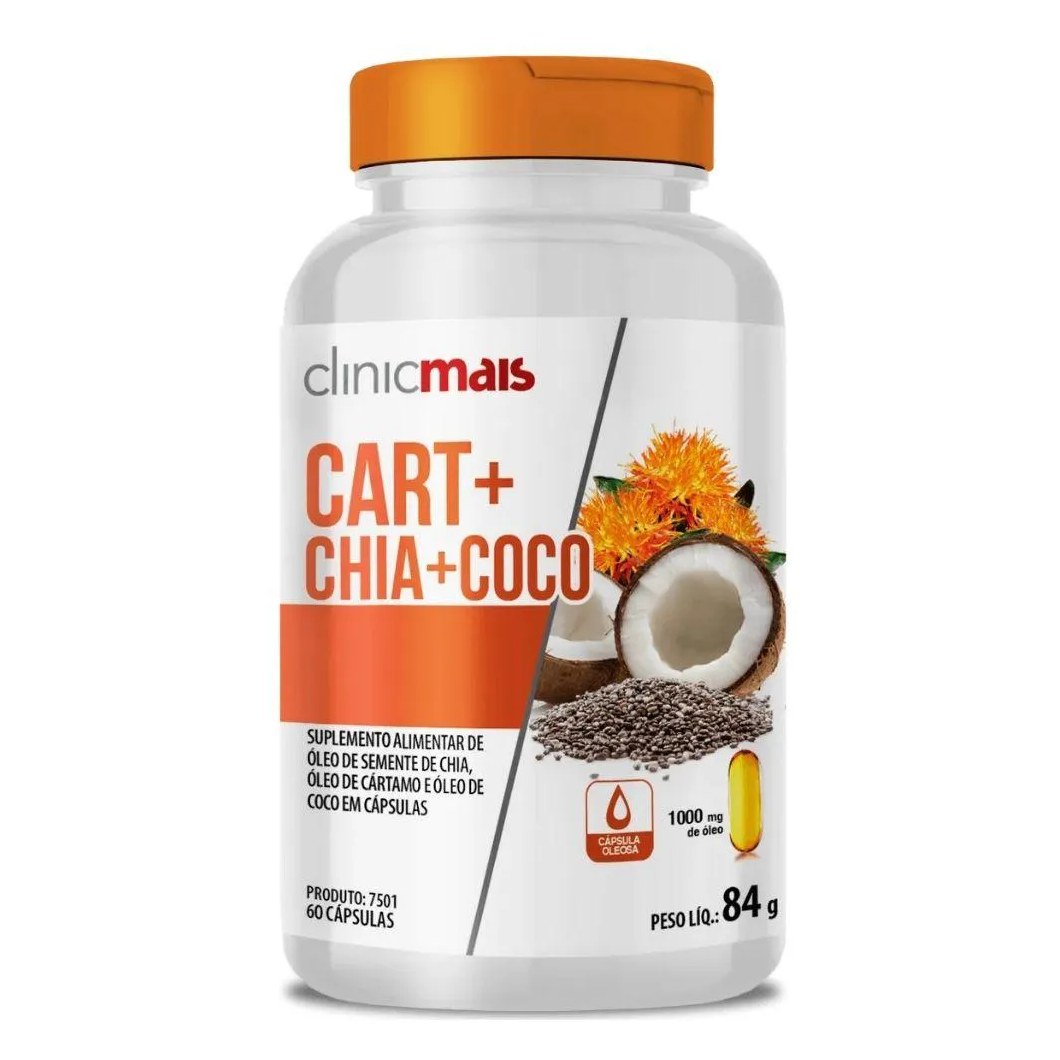 Cartamo + Chia + Coco 1000mg 60 cápsulas - Clinicmais