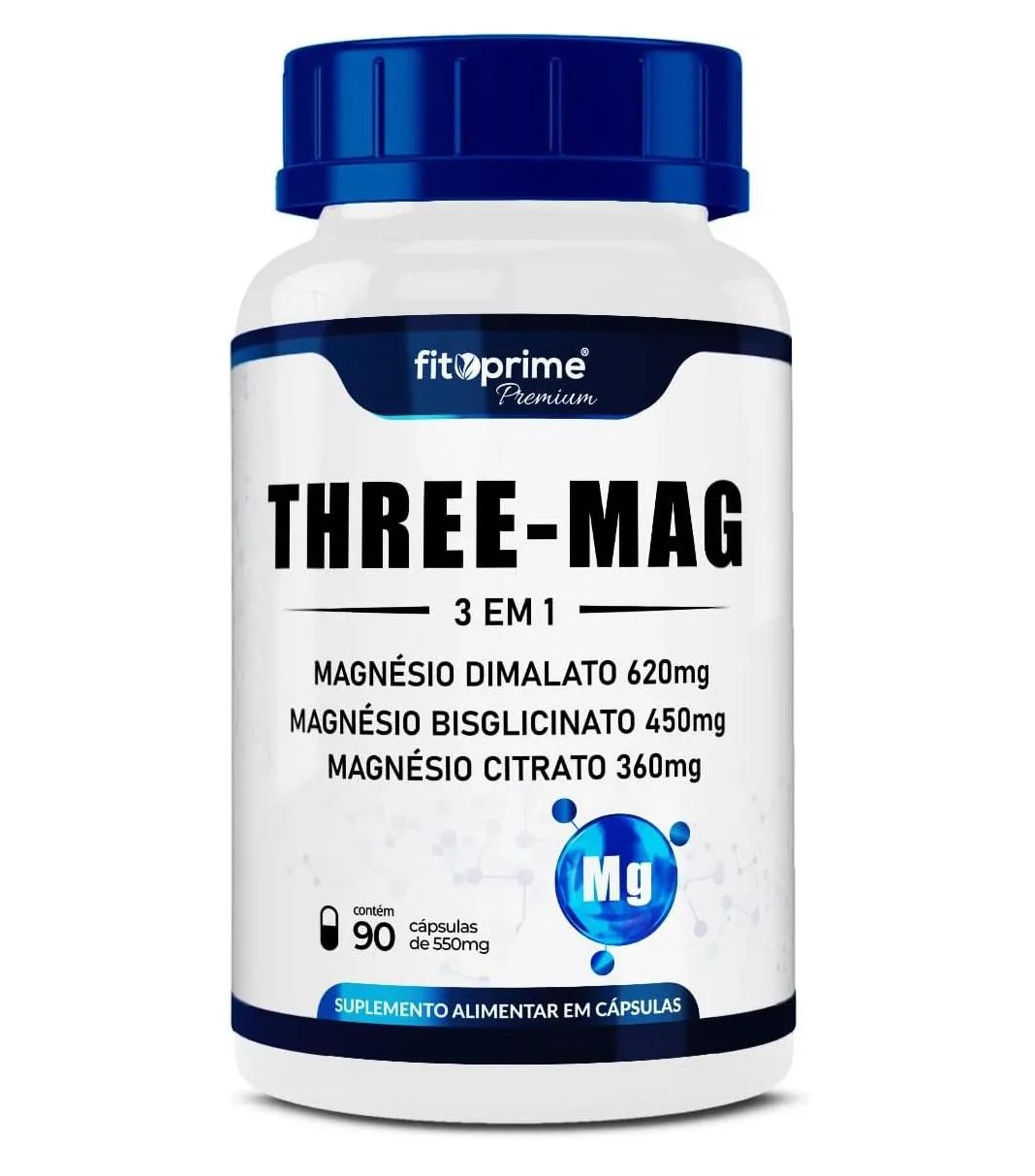 Three-mag Magnesio 3 em 1 550mg 90cps Fitoprime