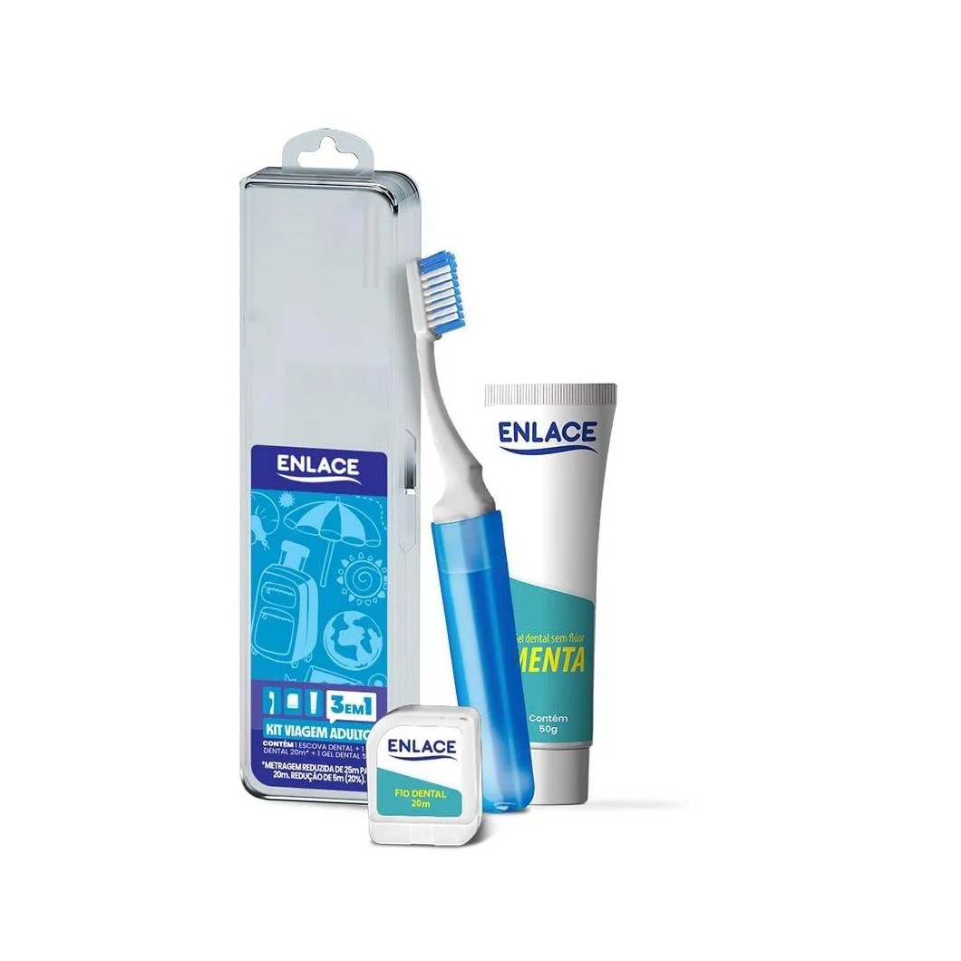 Kit Enlace Escova + Creme Dental + Fio Dental + Estojo