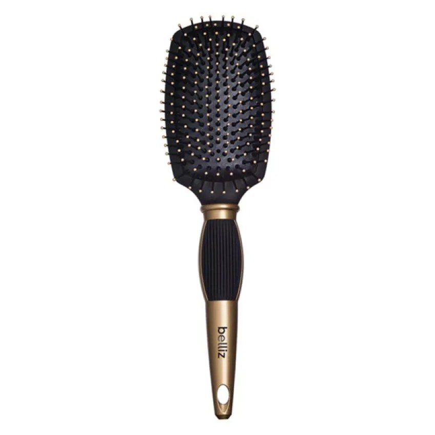 Escova de Cabelo Belliz Black & Gold Racket Média - Belliz