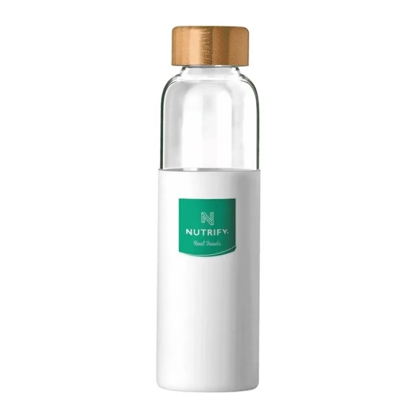 Garrafa de Vidro com Tampa de Bambu (600ml) - Padrão: Único