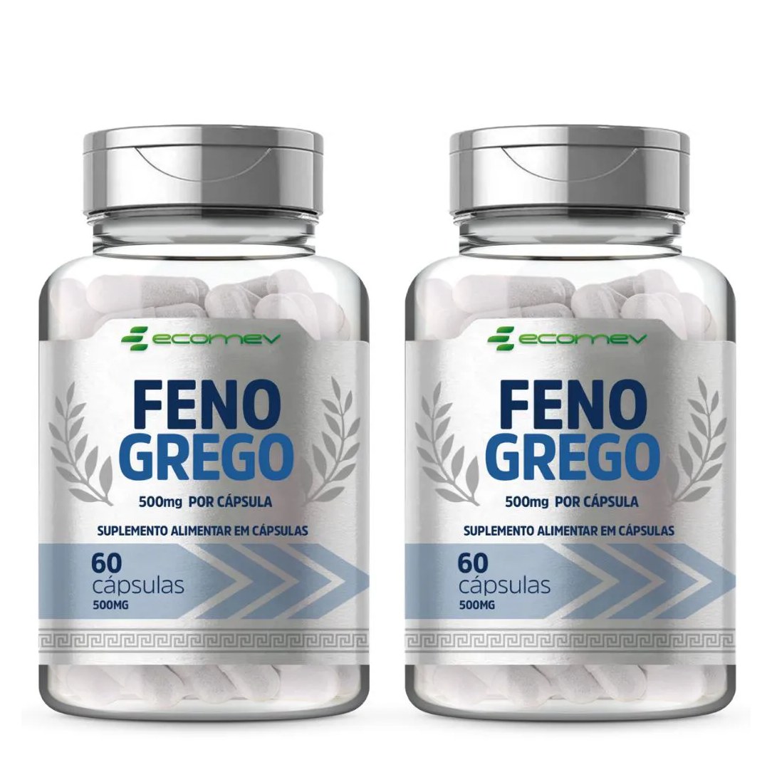 2x Feno Grego Saponinas 500mg 60 cápsulas Ecomev