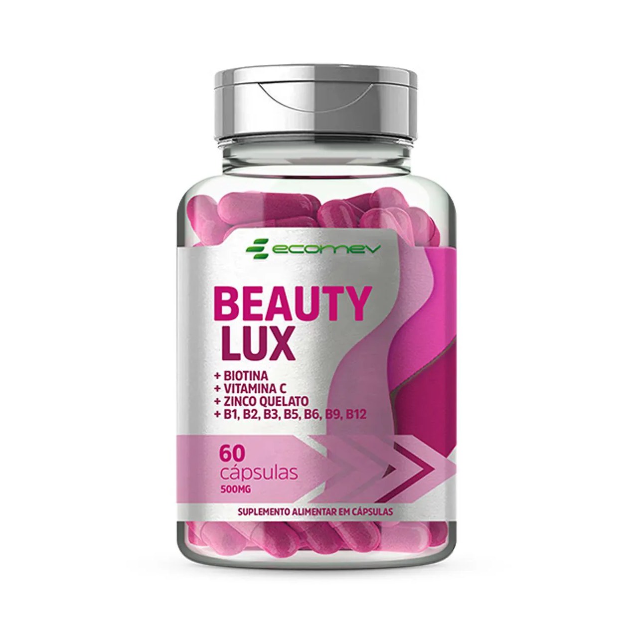 Beauty Lux Complexo B Biotina Vit C Zinco 500mg 60 cápsulas Ecomev