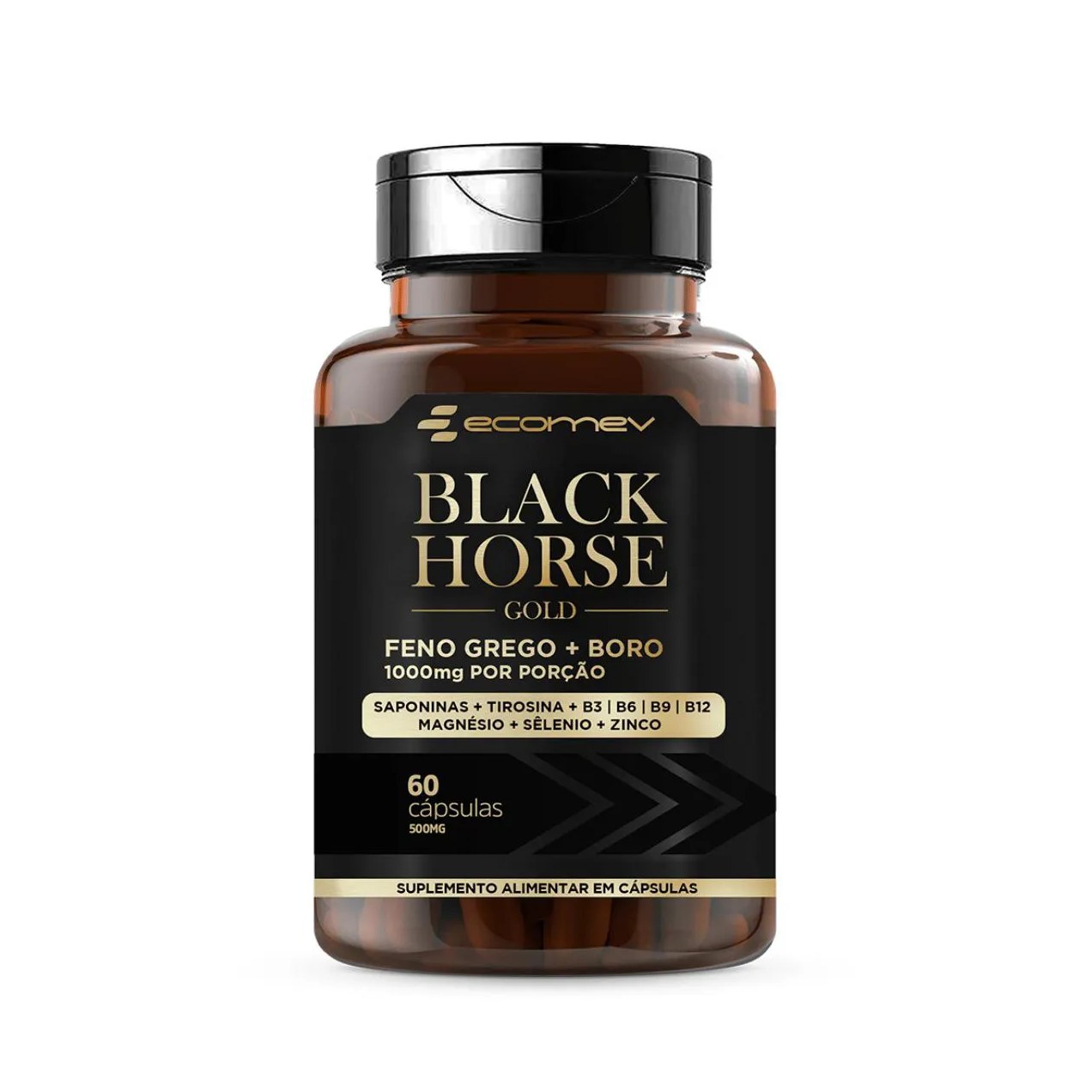 Black Horse Feno Grego com Boro 1000mg 60 cápsulas Ecomev