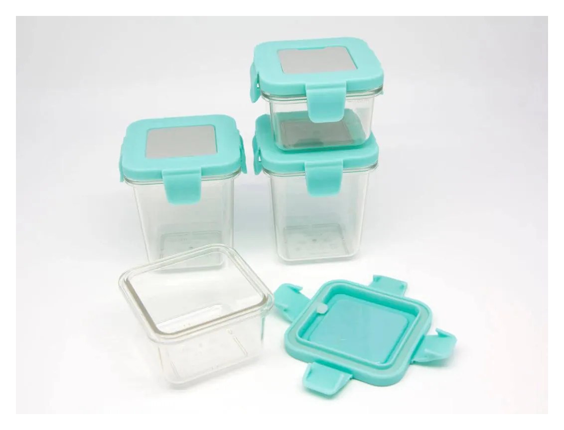 Kit com 4 Potes em Tritan 2x 120ml e 2x 240ml (vem com Label em Silicone para Escrever) - Marcus & M