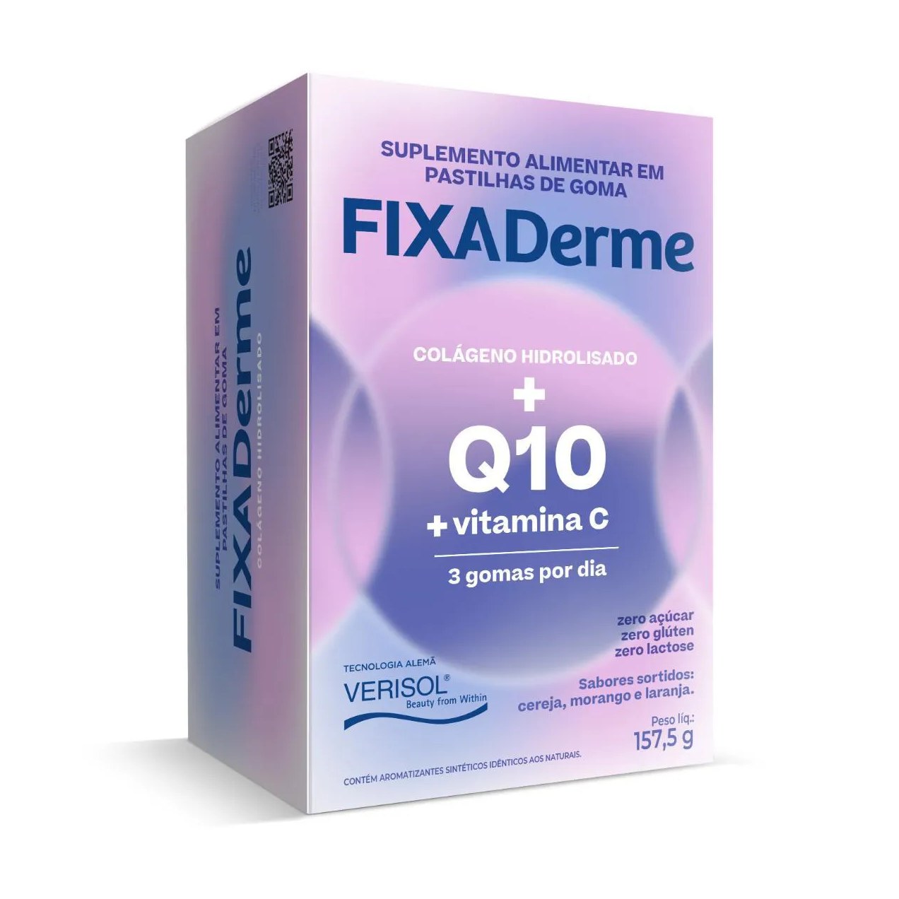 Colágeno Hidrolisado Fixa Derme Gomas Mastigáveis 15 sachês