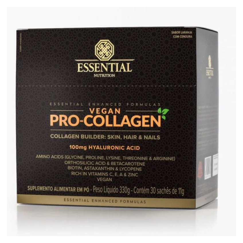 Vegan Pro-collagen Vegano (30 Saches) -laranja com Cenoura - Essential Nutrition