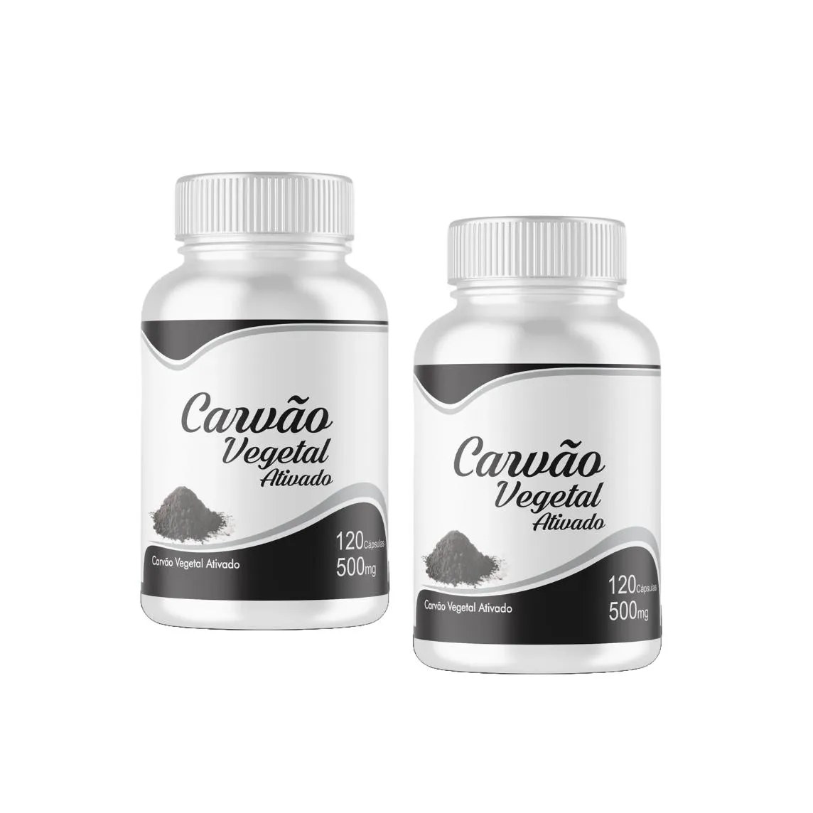 Carvão Vegetal Ativado Puro 120 cápsulas - 2 Frascos
