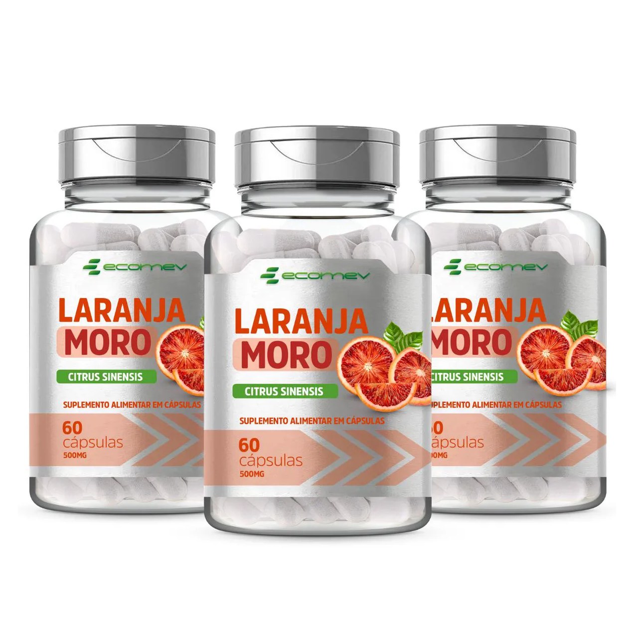 3x Laranja Moro Morosil 60 Cápsulas 500mg Ecomev