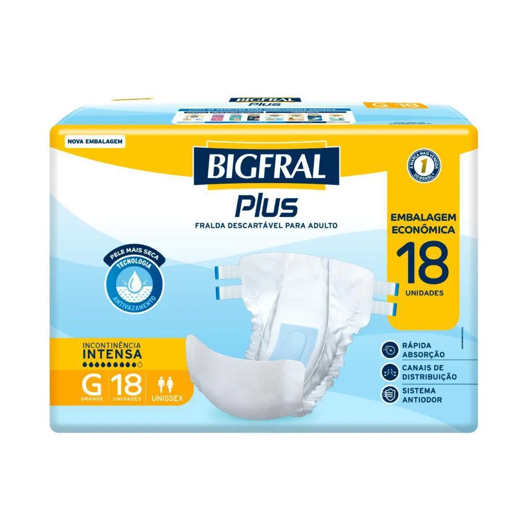 Fralda Bigfral Plus Econômica g 18 unidades