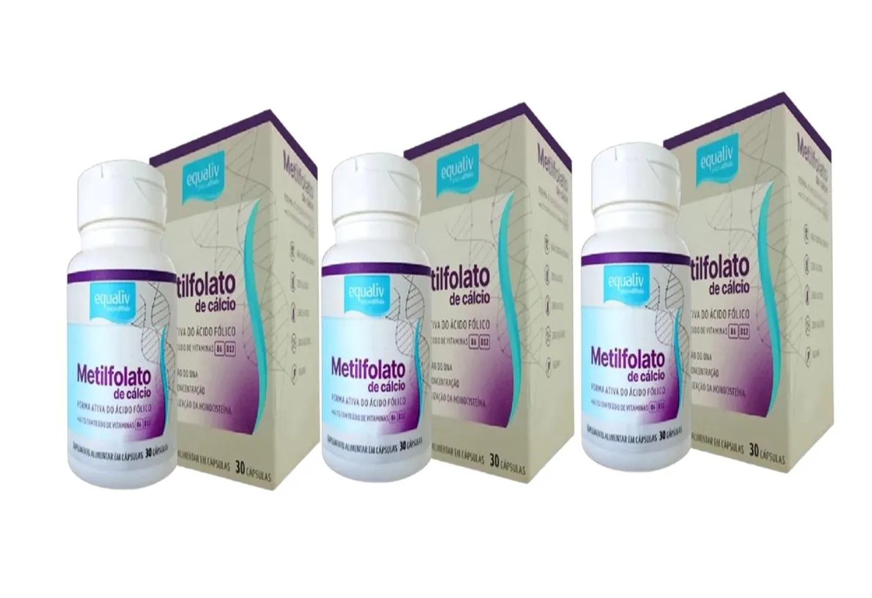 Kit 3 Metilfolato Ácido Fólico 30 cápsulas Equaliv Sabor Neutro