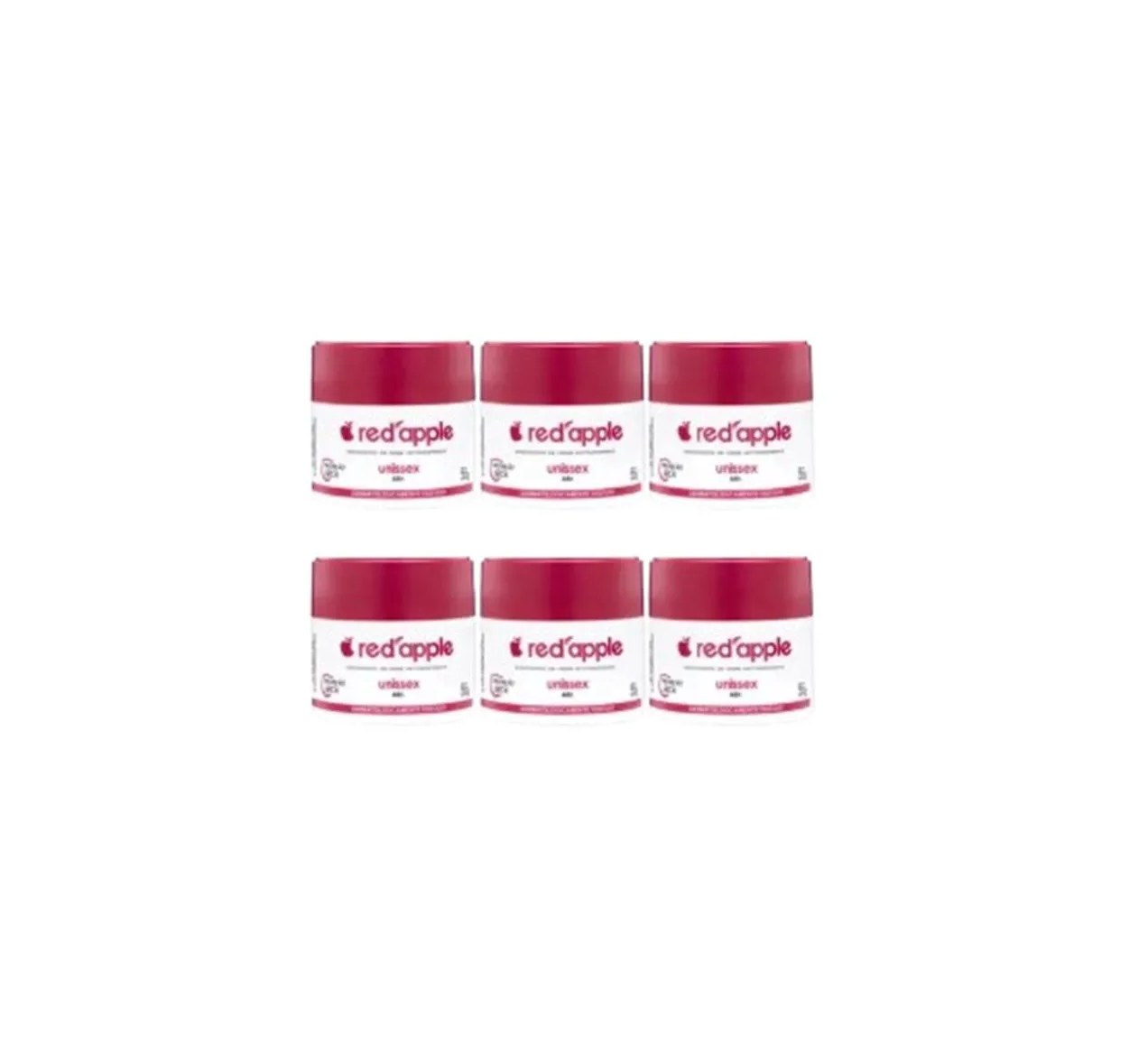 Kit 6 Desodorante Red Apple em Creme Unissex 55g
