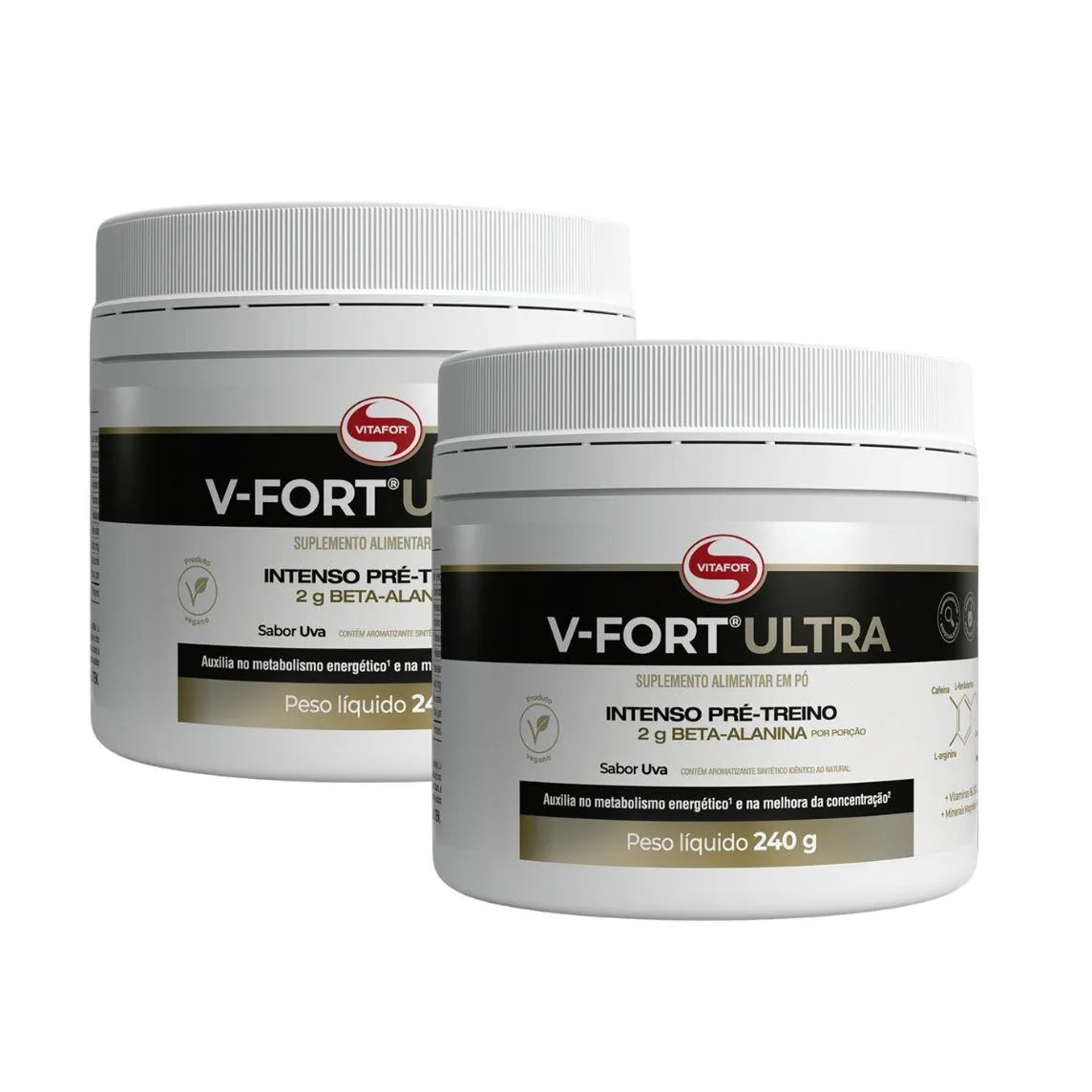 KIT 2 V-FORT ULTRA SABOR UVA (INTENSO PRÉ-TREINO) - 240G - VITAFOR