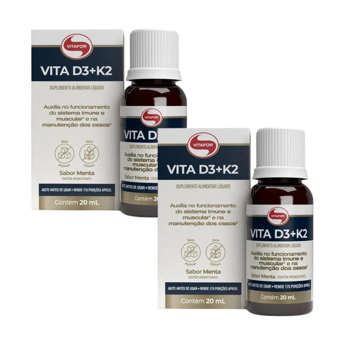 Kit 2 Vita D3 + K2 Sabor Menta - 20ml - Vitafor