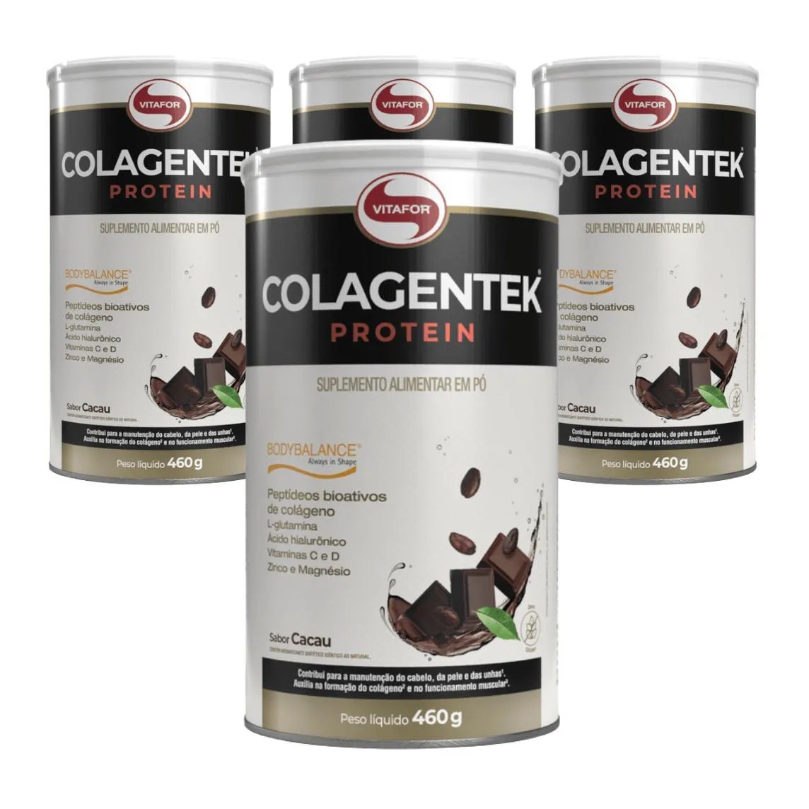 Kit 4 Colagentek Protein Bodybalance Cacau - 460g - Vitafor