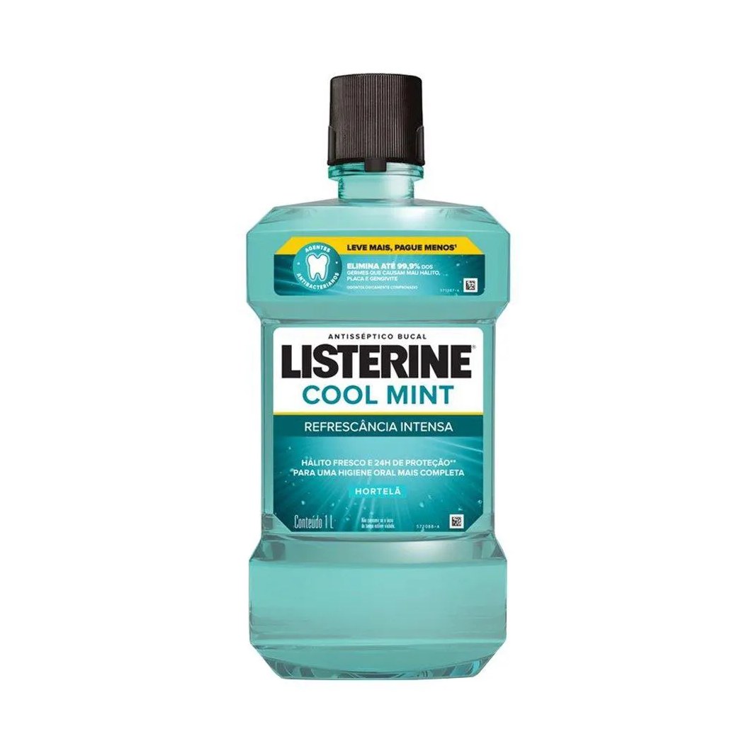 Enxaguante Bucal Listerine, Cool Mint Refrescância Intensa, 1 Litro