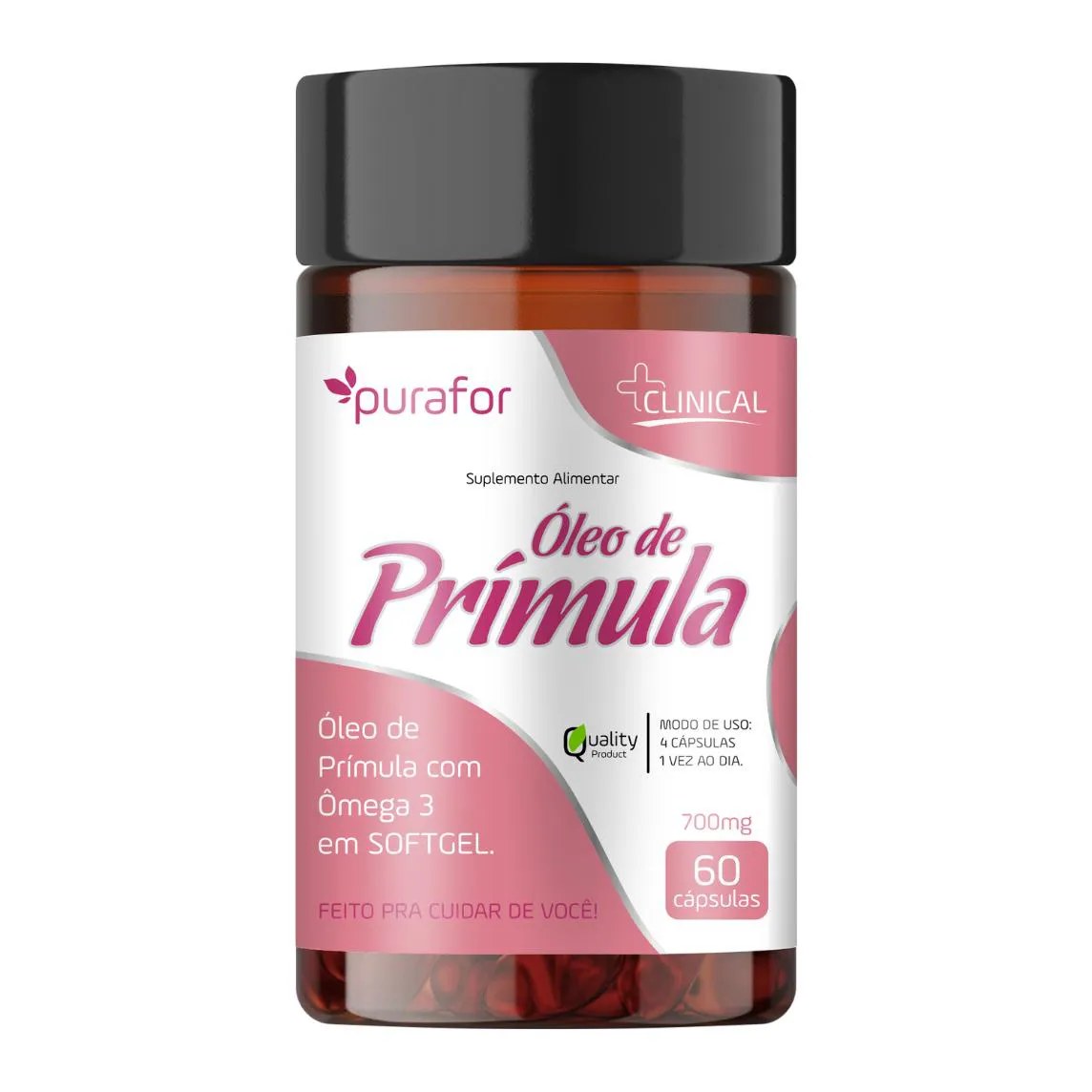 Óleo de Prímula 700mg Purafor – 2800mg por Dose | 60 cápsulas – Equilíbrio Hormonal e Bem - Estar Feminino