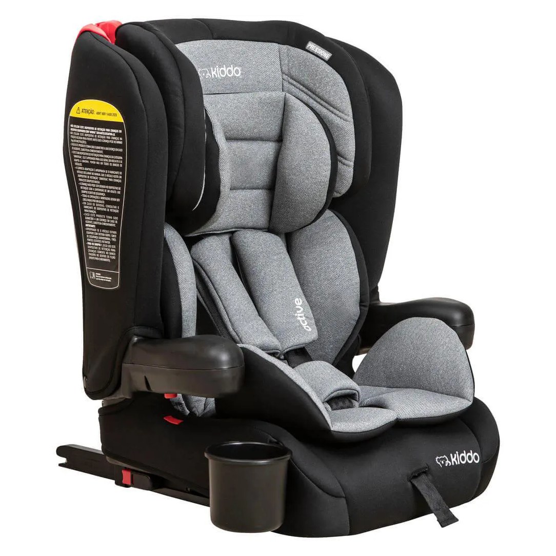 Cadeirinha de Carro Active com Isofix Cinza e Preto Kiddo
