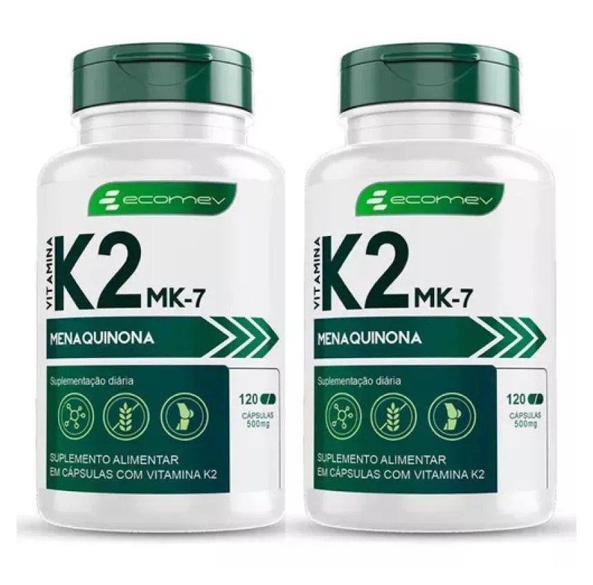 2x Vitamina K2 Mk7 Menaquinona 149mcg 120 cápsulas Ecomev