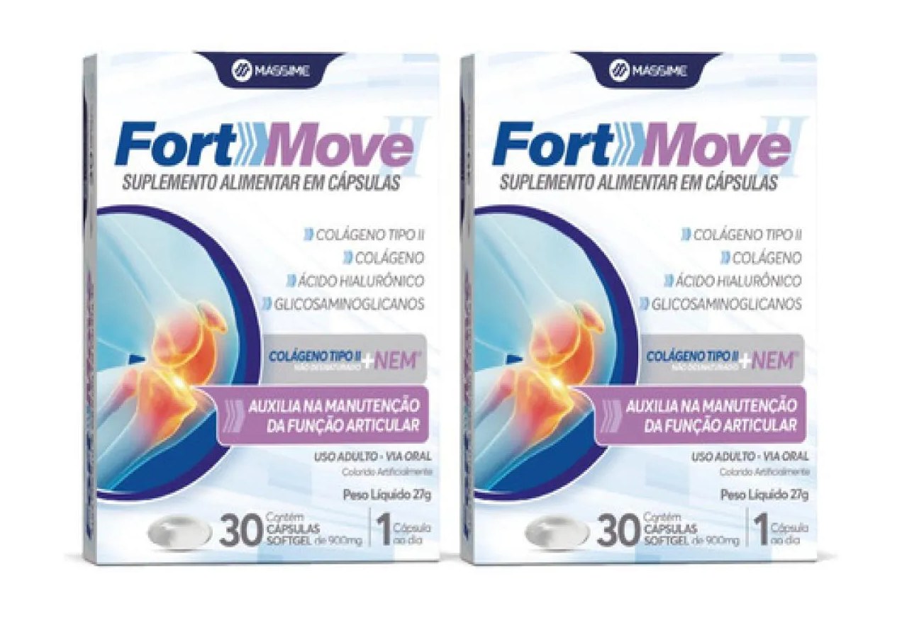 2x Fort - Move 30 cápsulas - Colágeno Nem + Colágeno Tipo 2