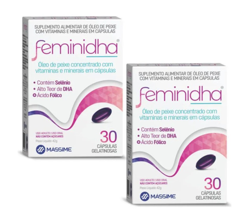 Kit 2x Feminidha 30 cápsulas Suplemento Vitamínico P/ Gestantes