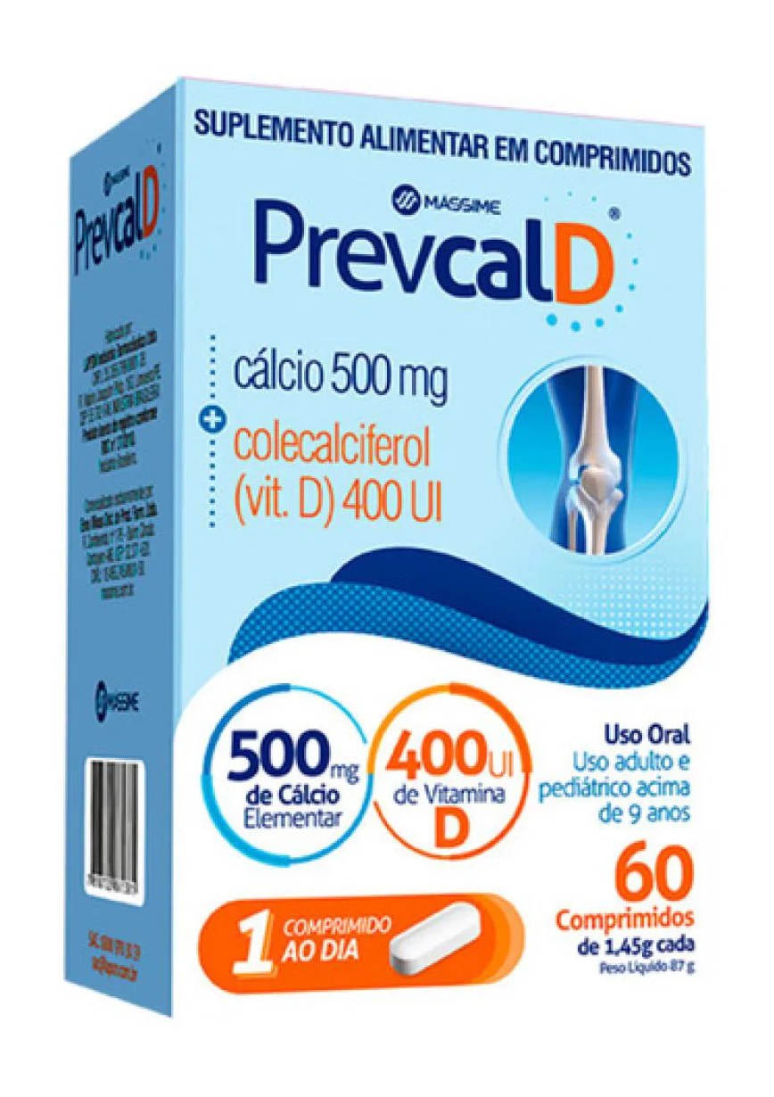 Prevcal D - 500mg Carbonato de Cálcio + 400ui Vit D 60cpr