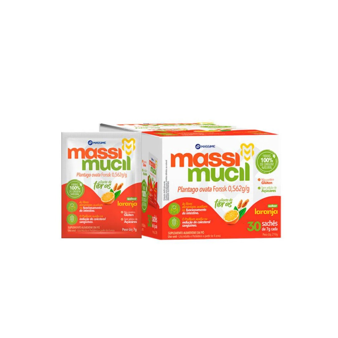 Psyllium Mass Mucil 210g Puro Rico em Fibras 100% Natural - Sabor Laranja