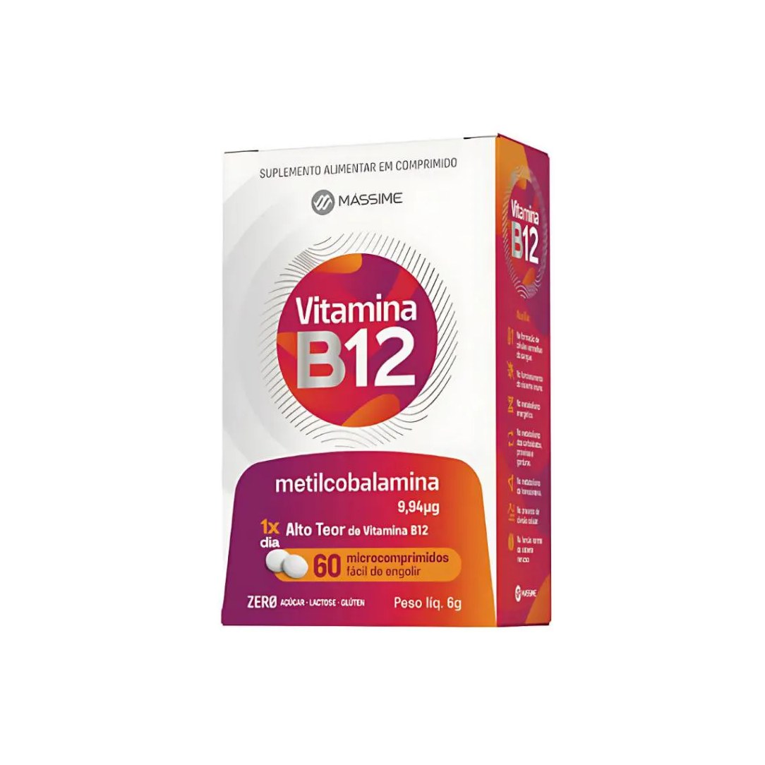 Vitamina B12 9,94mcg - 60 Microcomprimidos Metilcobalamina Pura - Dose Máxima