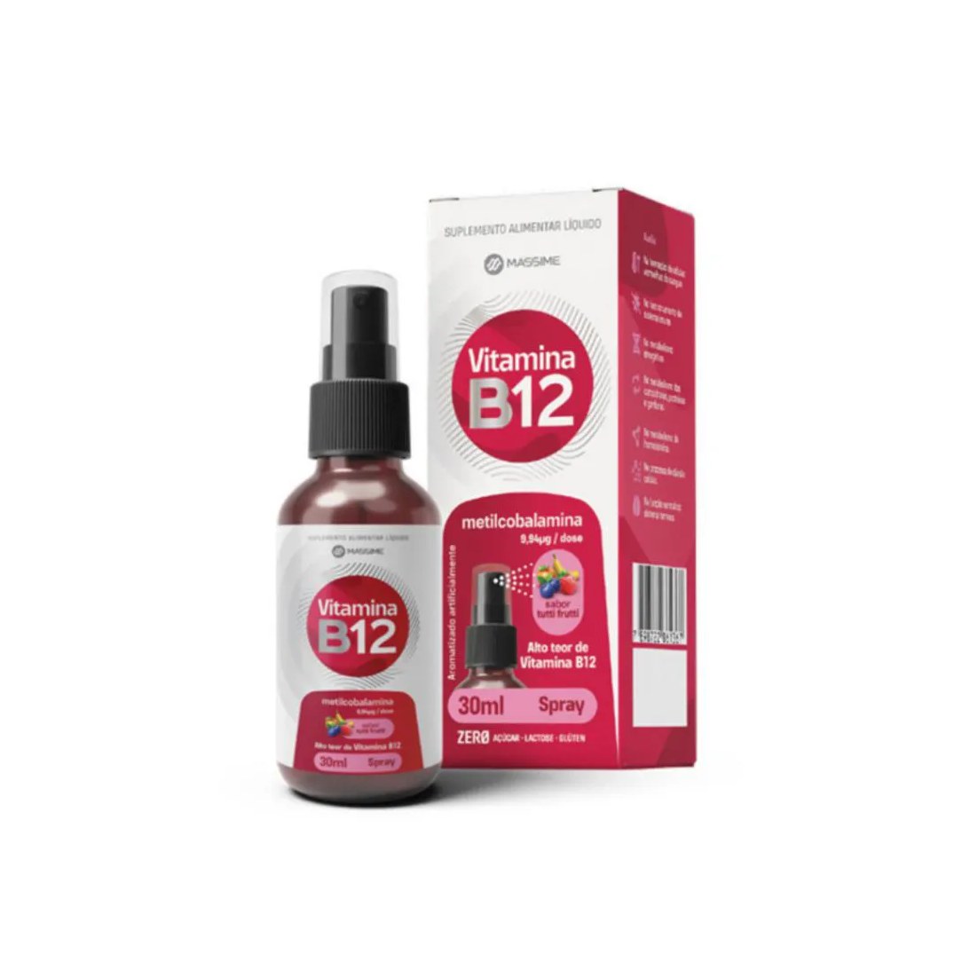 Vitamina B12 Spray 9,94mcg 30ml Metilcobalamina - Dose Máxima Sabor Tutti Frutti