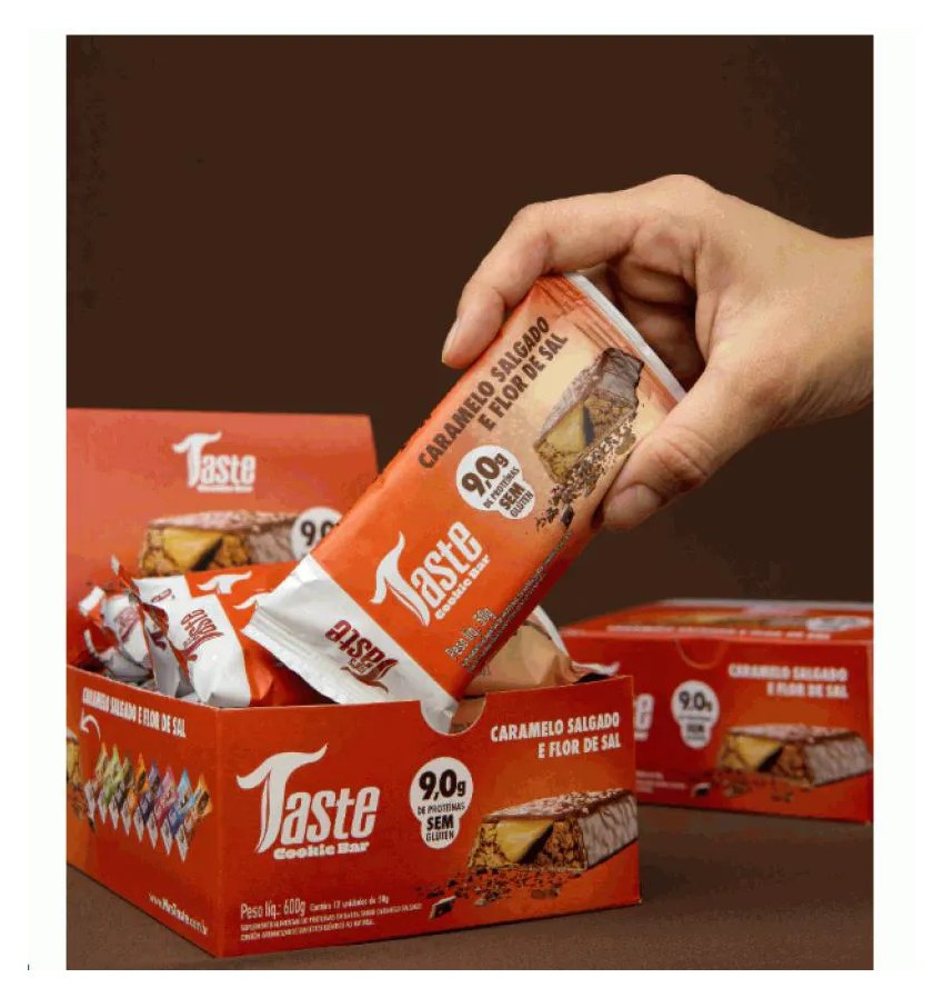 Taste Cookie Bar Display (12 unidades 45G) - Sabor: Caramelo Salgado e Flor de Sal (12 unidades. 50G)
