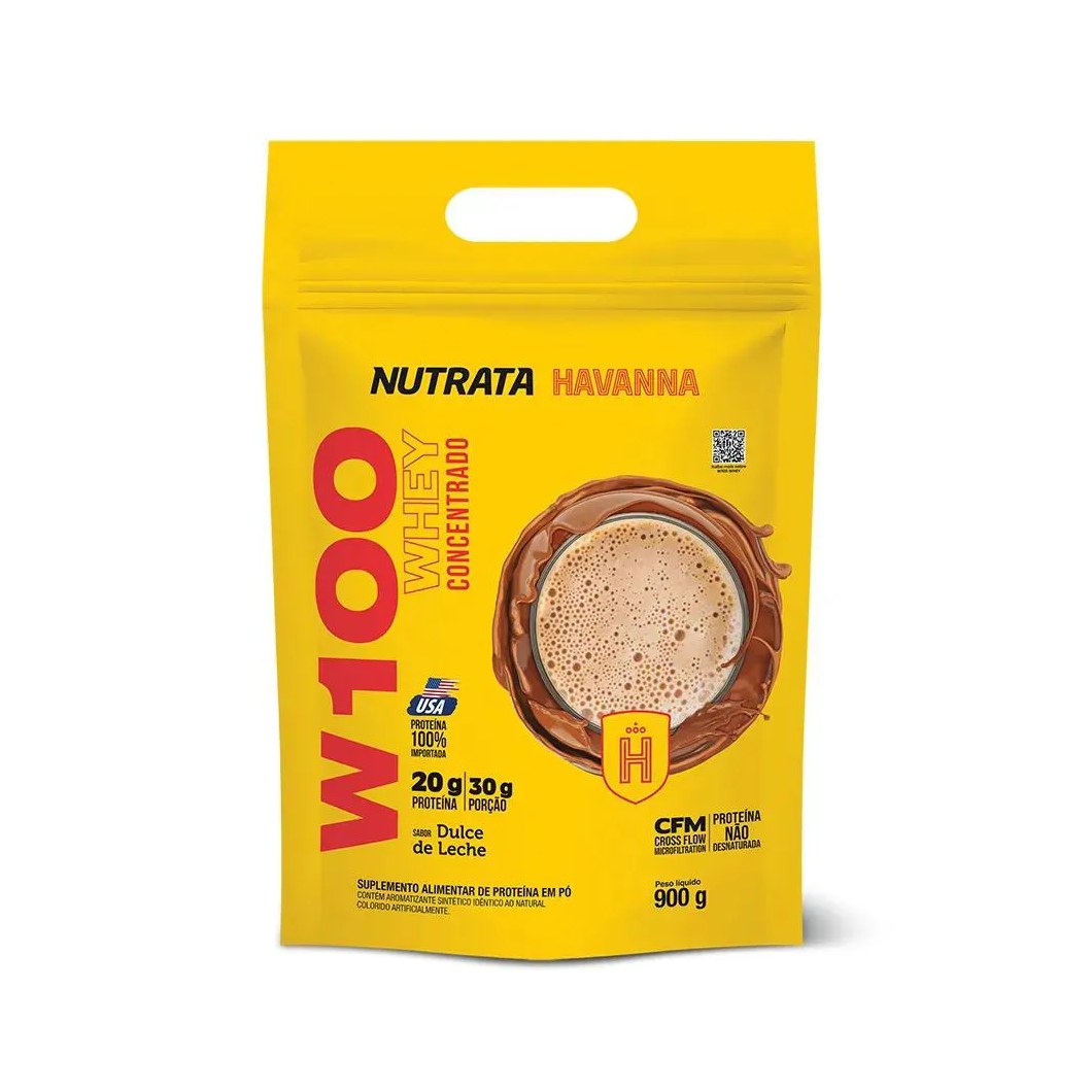 Whey Concentrado W100 (refil) - Sabor Doce de Leite Havanna 900g - Nutrata