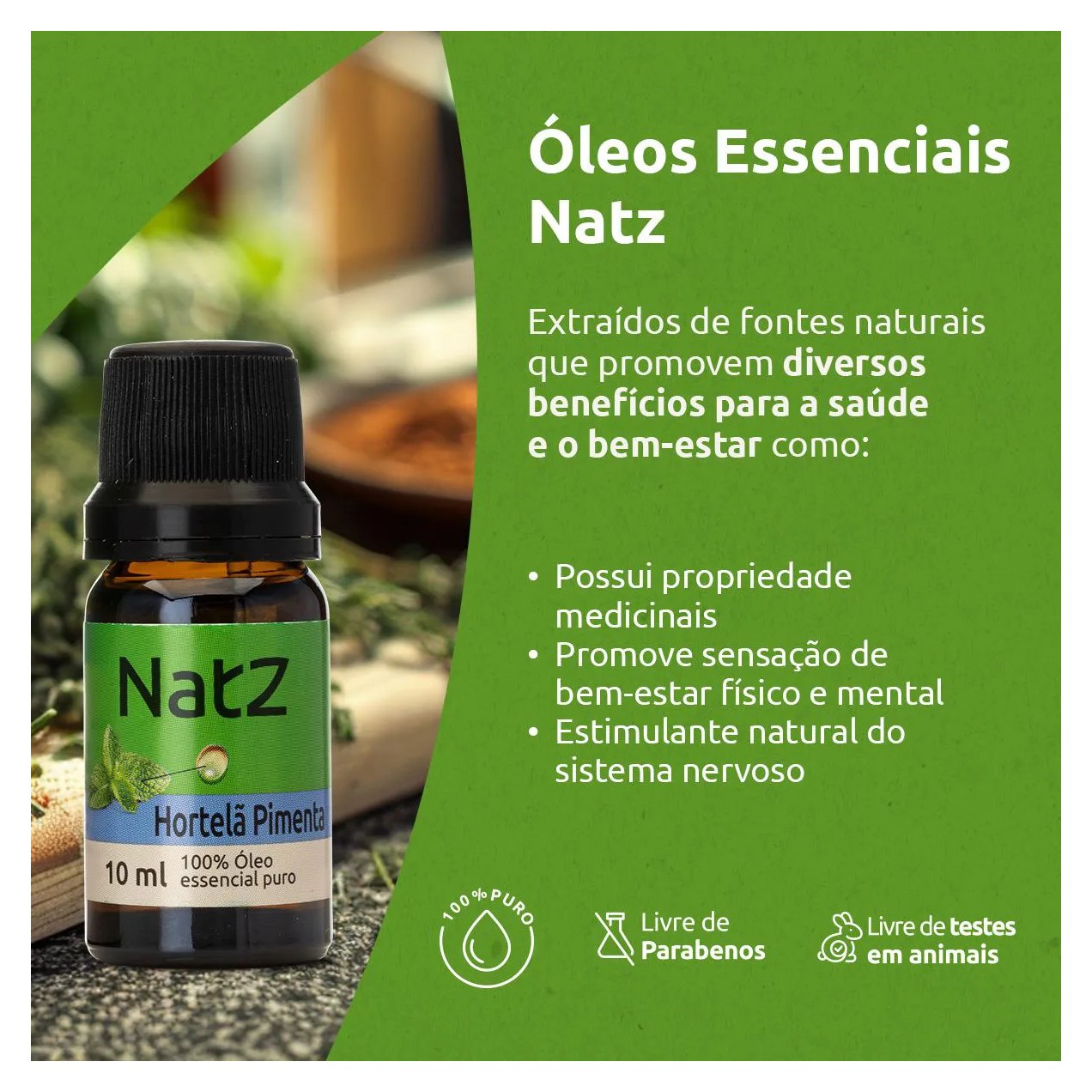 Óleo Essencial Natz Hortelã Pimenta 10ml