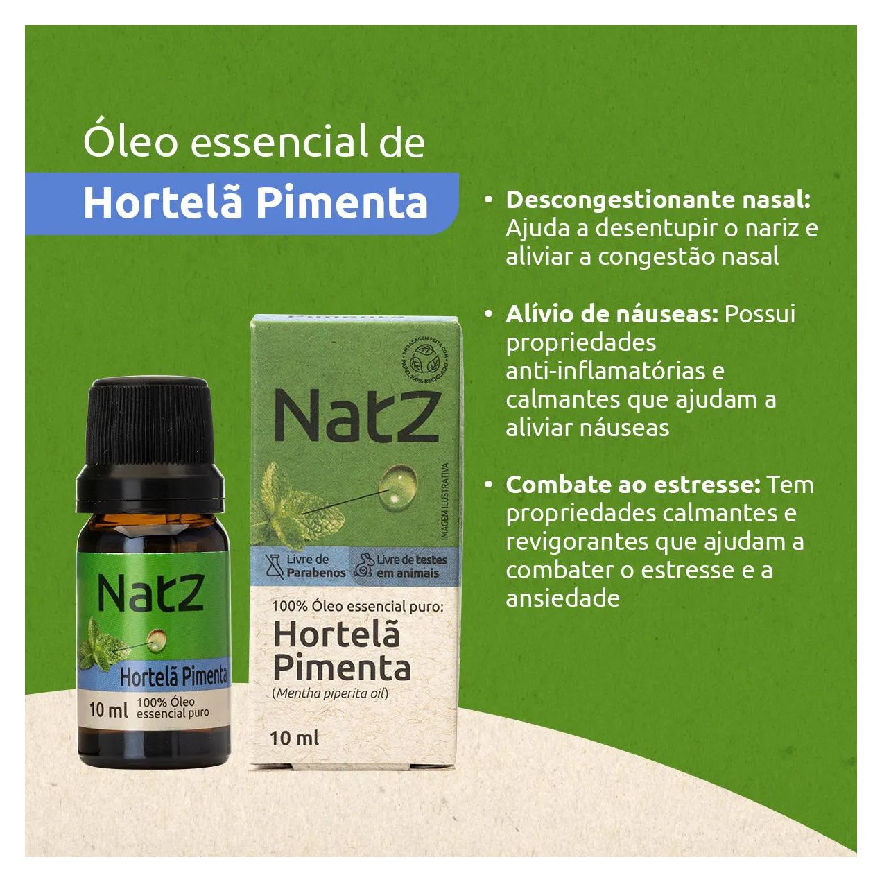 Óleo Essencial Natz Hortelã Pimenta 10ml
