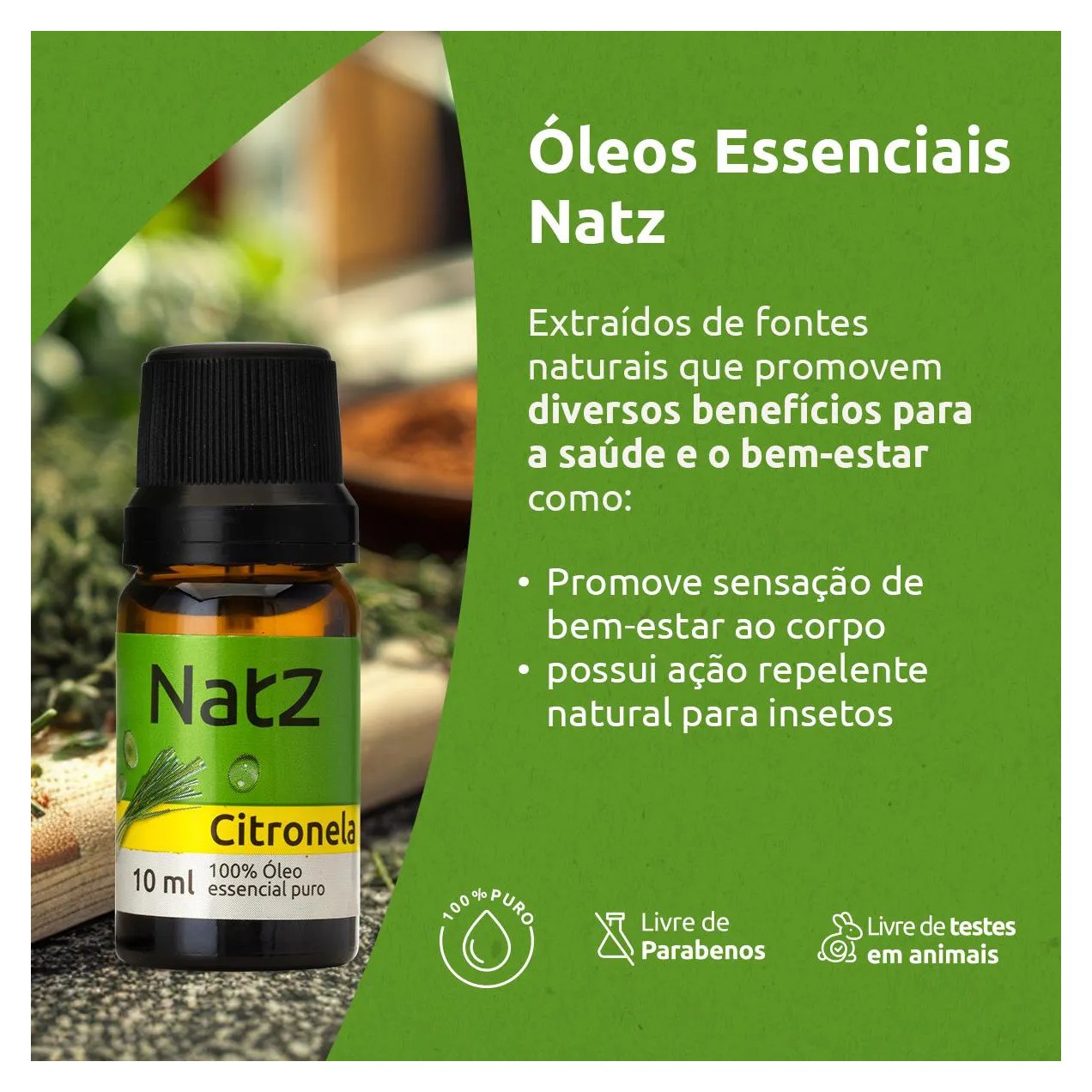 Óleo Essencial Natz Citronela 10ml