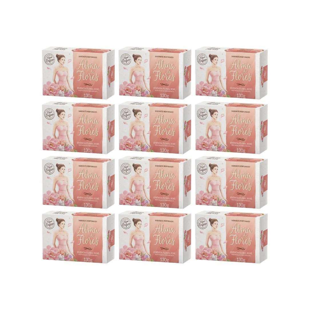 Sabonete Alma de Flores 130g Floral Rose - Kit C / 12un