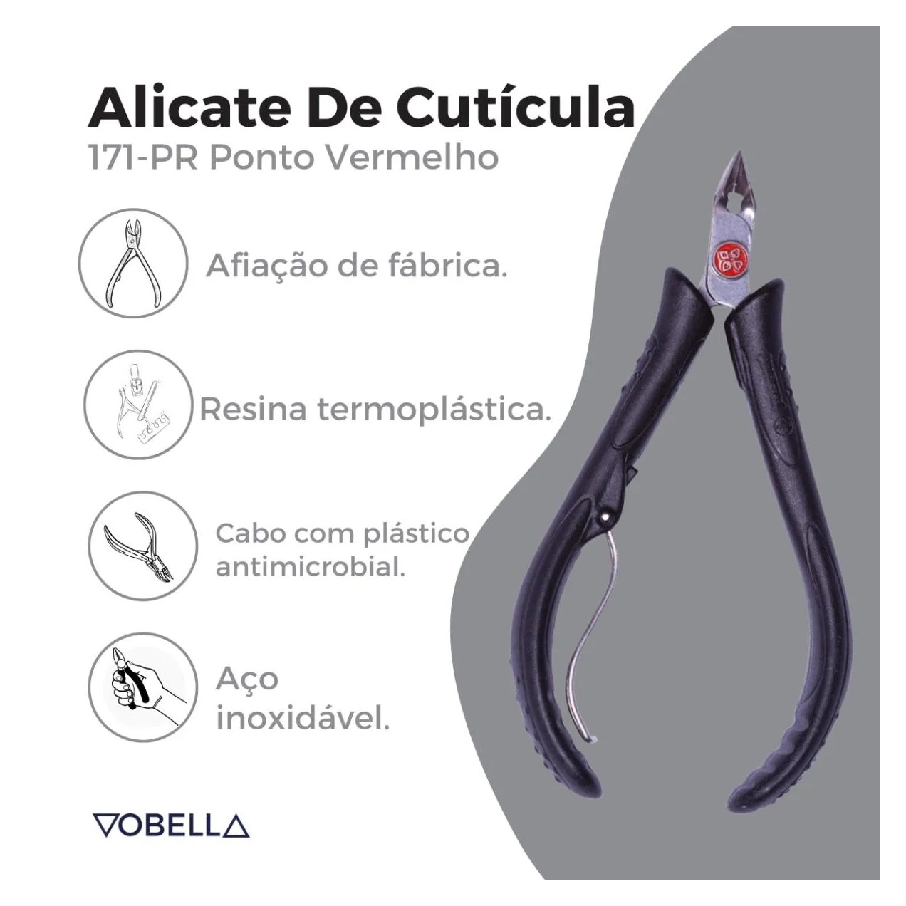 Alicate de Corte Unha Cutícula 171-Pr Ponto Vermelho Mundial