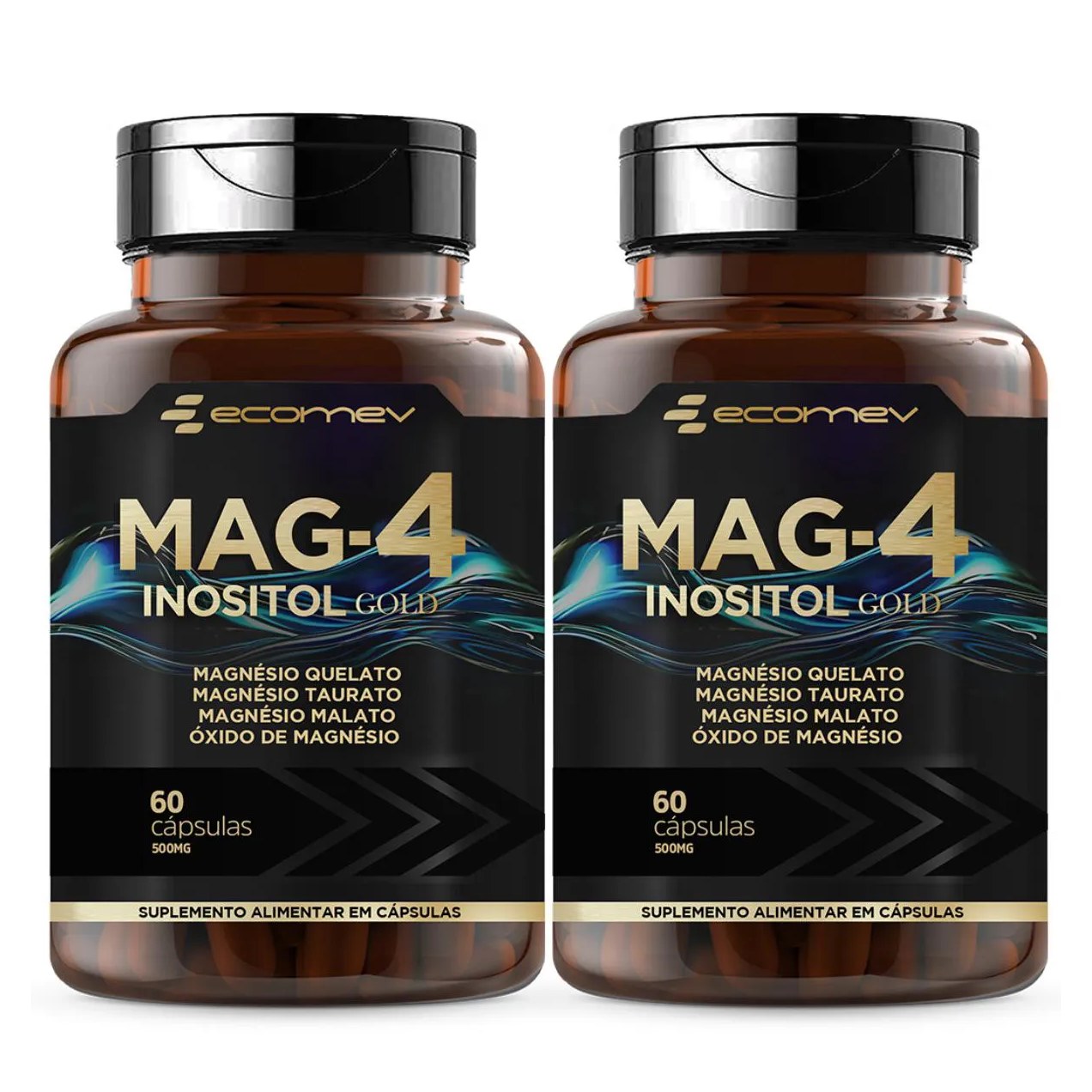 2x Mag4 Magnésio Dimalato Quelato Taurato Oxido + Inositol 500mg 60 Capsulas - Ecomev