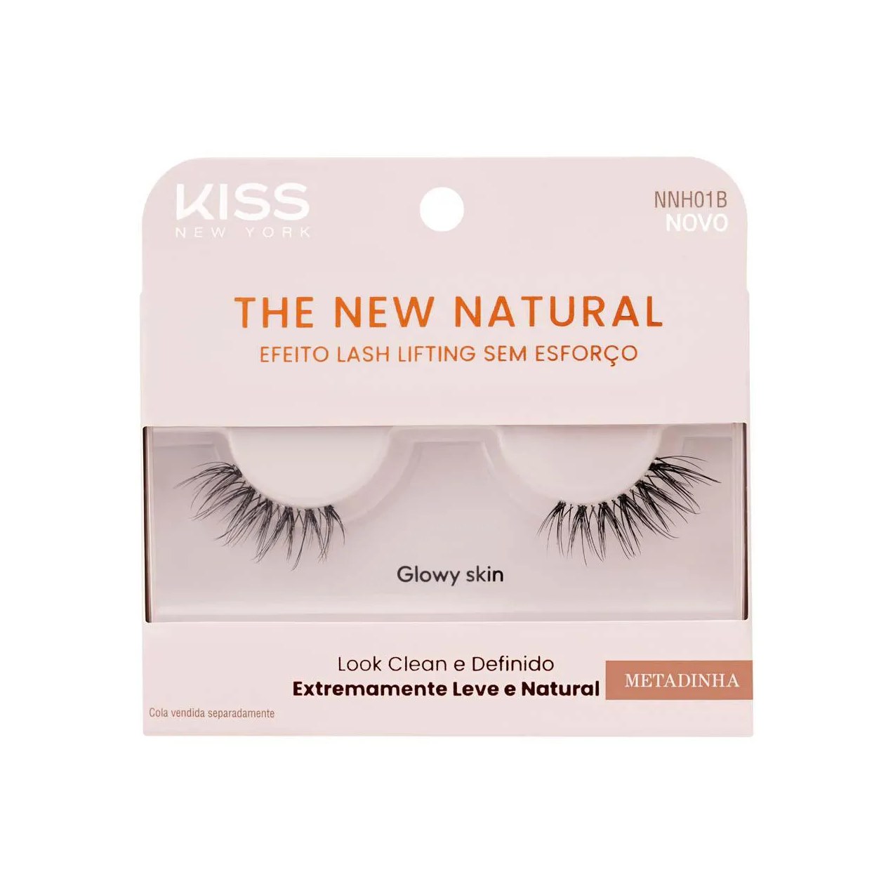 Cílios Postiços Kiss NY The New Natural Metadinha Glowy Skin 1 par