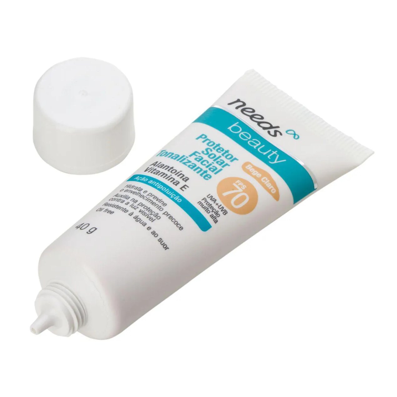 Protetor Solar Facial Needs Beauty FPS 70 Bege Claro 40g