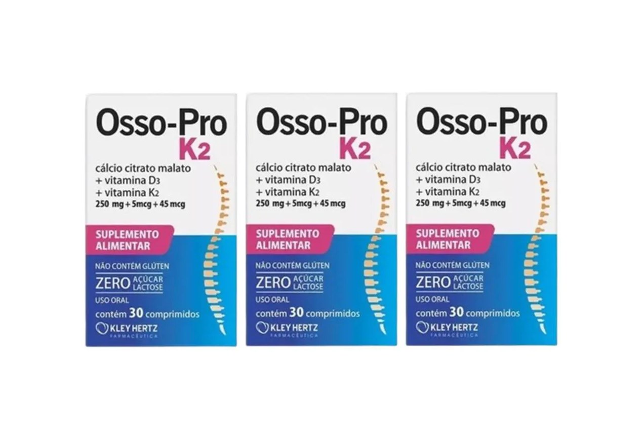 Osso Pro K2 - Citrato Malato Vitamina D3 K2 ( Kit 3x30=90cp)