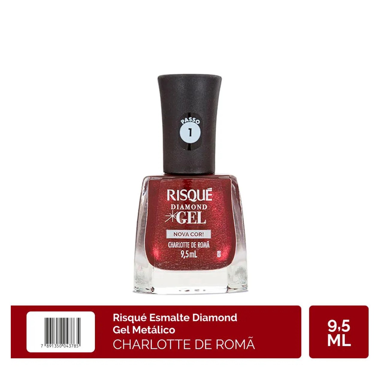 Esmalte Metálico Risqué Diamond Gel Nova Cor! 9,5ml - Charlotte de Romã